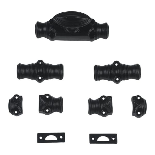 Cast Iron Plain STEPPED rustic industrial retro style Window Cremone Bolt, Black Powder Coat Finish- up to 6 feet - Image 3