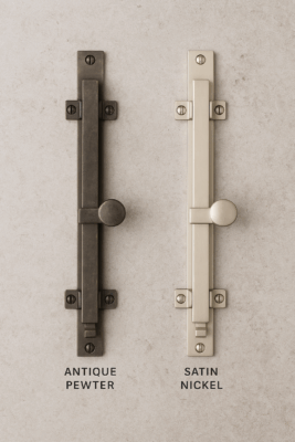 antique pewter and satin nickel espagnolette bolts